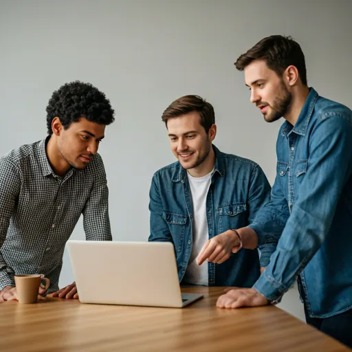 Equipe revisando um processo de operação em tela